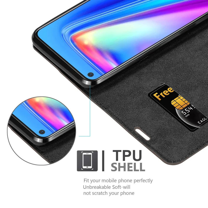 Cadorabo Hülle kompatibel mit Oppo Realme 7 Schutzhülle mit Magnetverschluss, Standfunktion und Kartenfach