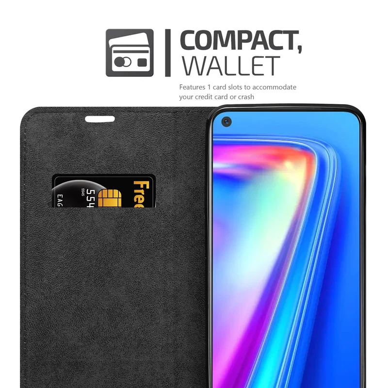 Cadorabo Hülle kompatibel mit Oppo Realme 7 Schutzhülle mit Magnetverschluss, Standfunktion und Kartenfach