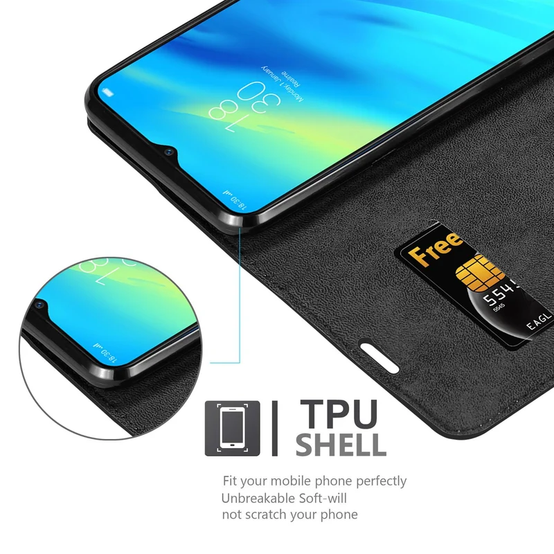 Cadorabo Hülle kompatibel mit Oppo Realme 7 PRO Schutzhülle mit Magnetverschluss, Standfunktion und Kartenfach