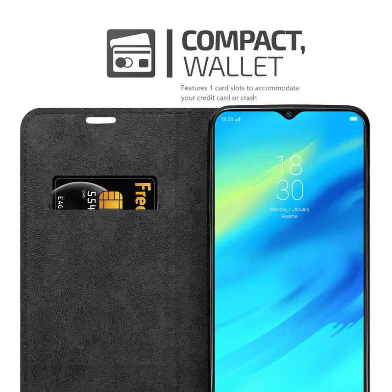 Cadorabo Hülle kompatibel mit Oppo Realme 7 PRO Schutzhülle mit Magnetverschluss, Standfunktion und Kartenfach