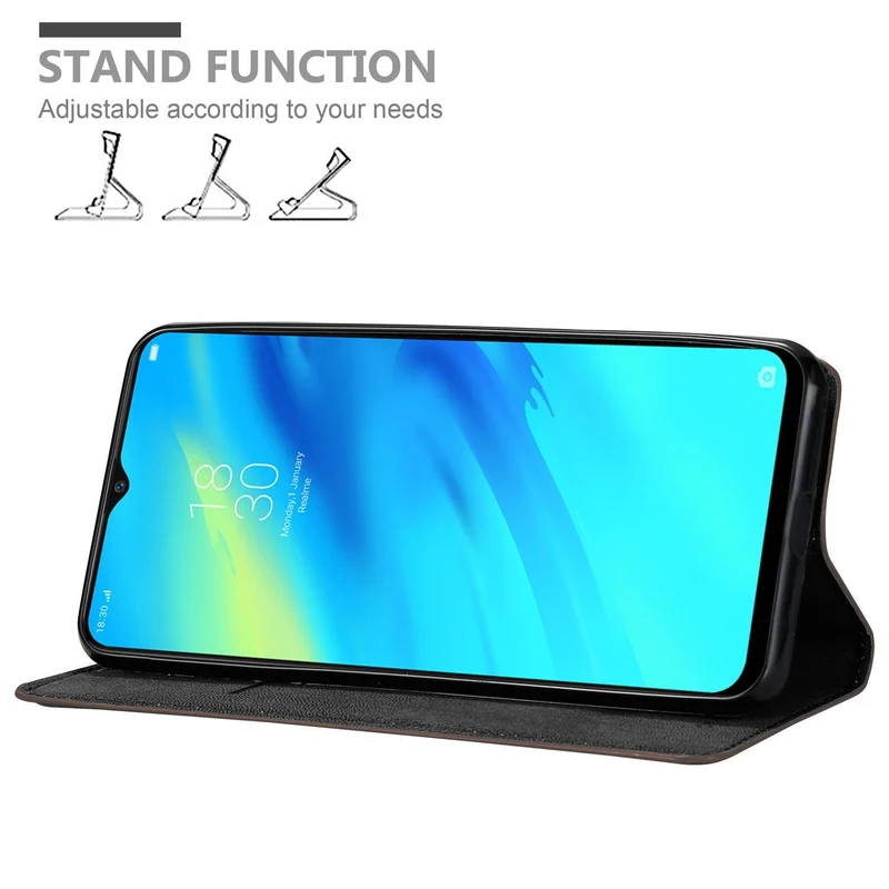 Cadorabo Hülle kompatibel mit Oppo Realme 7 PRO Schutzhülle mit Magnetverschluss, Standfunktion und Kartenfach