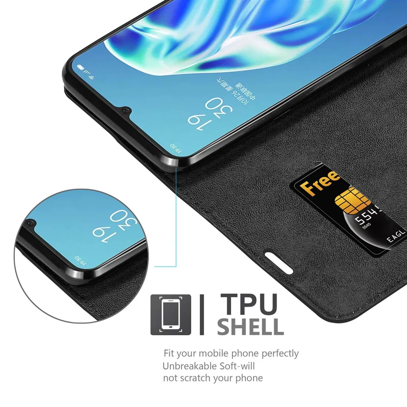 Cadorabo Hülle kompatibel mit Oppo A91 Schutzhülle mit Magnetverschluss, Standfunktion und Kartenfach