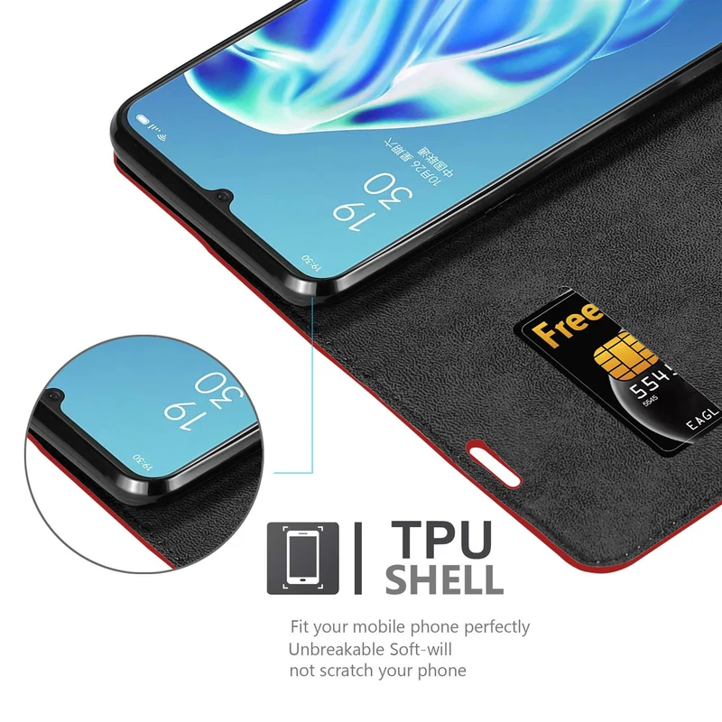 Cadorabo Hülle kompatibel mit Oppo A91 Schutzhülle mit Magnetverschluss, Standfunktion und Kartenfach