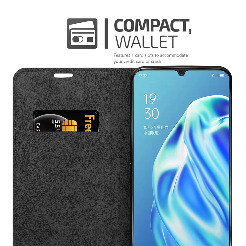 Cadorabo Hülle kompatibel mit Oppo A91 Schutzhülle mit Magnetverschluss, Standfunktion und Kartenfach