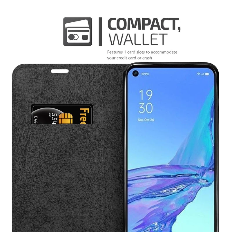 Cadorabo Hülle kompatibel mit Oppo A53s Schutzhülle mit Magnetverschluss, Standfunktion und Kartenfach