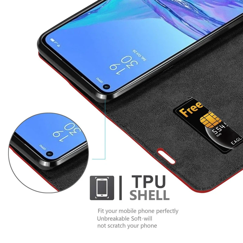 Cadorabo Hülle kompatibel mit Oppo A53s Schutzhülle mit Magnetverschluss, Standfunktion und Kartenfach