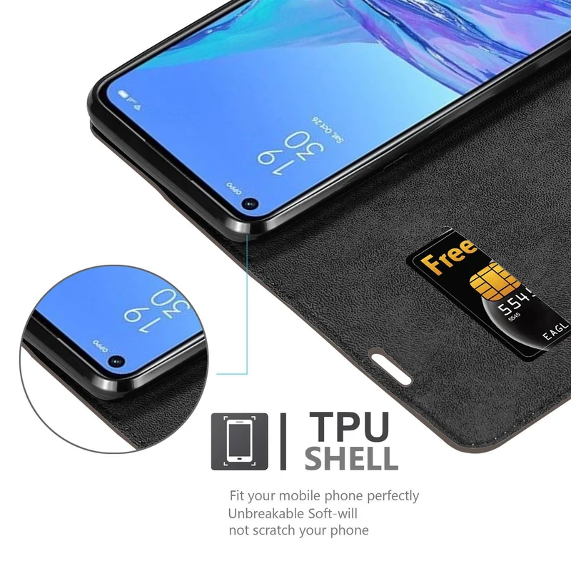 Cadorabo Hülle kompatibel mit Oppo A53s Schutzhülle mit Magnetverschluss, Standfunktion und Kartenfach