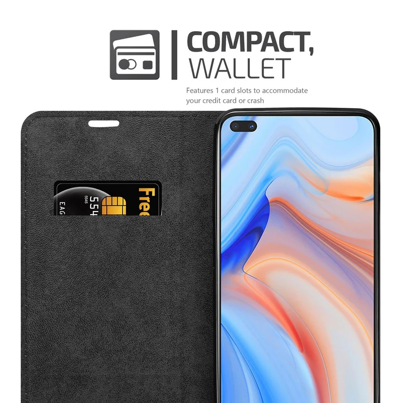 Cadorabo Hülle kompatibel mit Oppo Reno4 Z Schutzhülle mit Magnetverschluss, Standfunktion und Kartenfach