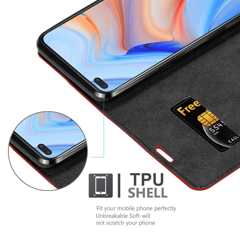 Cadorabo Hülle kompatibel mit Oppo Reno4 Z Schutzhülle mit Magnetverschluss, Standfunktion und Kartenfach