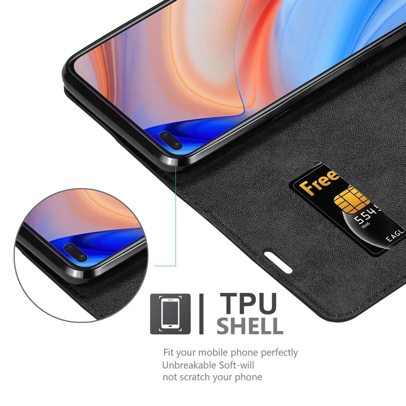 Cadorabo Hülle kompatibel mit Oppo Reno4 Schutzhülle mit Magnetverschluss, Standfunktion und Kartenfach