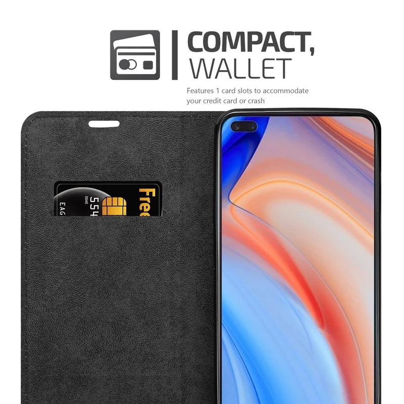 Cadorabo Hülle kompatibel mit Oppo Reno4 Schutzhülle mit Magnetverschluss, Standfunktion und Kartenfach