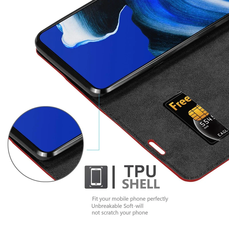 Cadorabo Hülle kompatibel mit Oppo Reno2 Schutzhülle mit Magnetverschluss, Standfunktion und Kartenfach