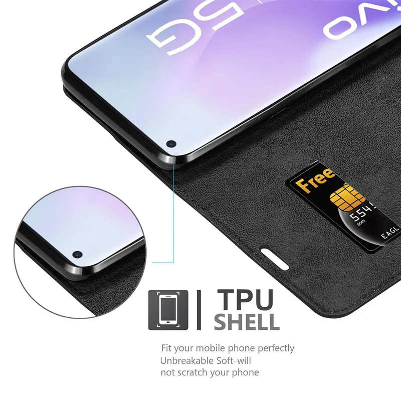 Cadorabo Hülle kompatibel mit Vivo X51 5G Schutzhülle mit Magnetverschluss, Standfunktion und Kartenfach