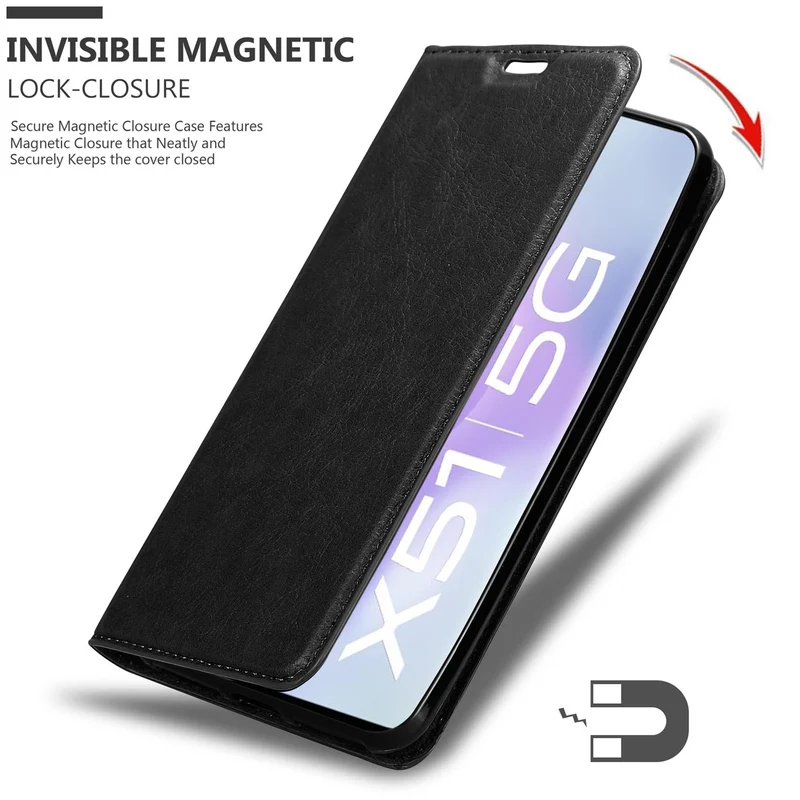 Cadorabo Hülle kompatibel mit Vivo X51 5G Schutzhülle mit Magnetverschluss, Standfunktion und Kartenfach