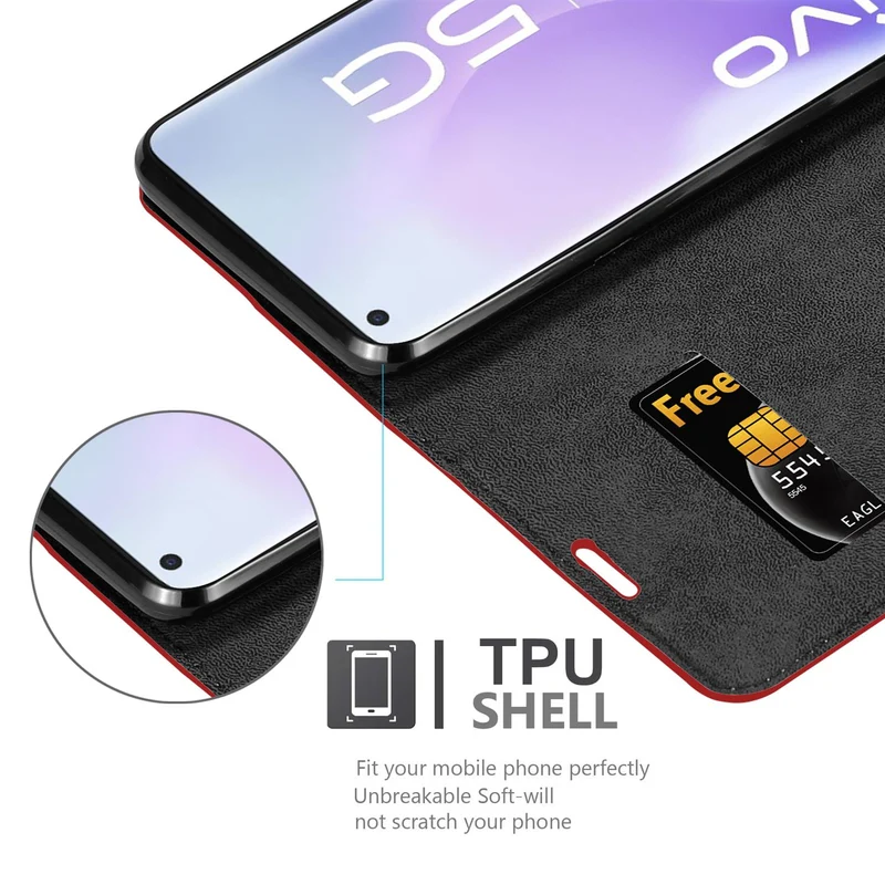 Cadorabo Hülle kompatibel mit Vivo X51 5G Schutzhülle mit Magnetverschluss, Standfunktion und Kartenfach