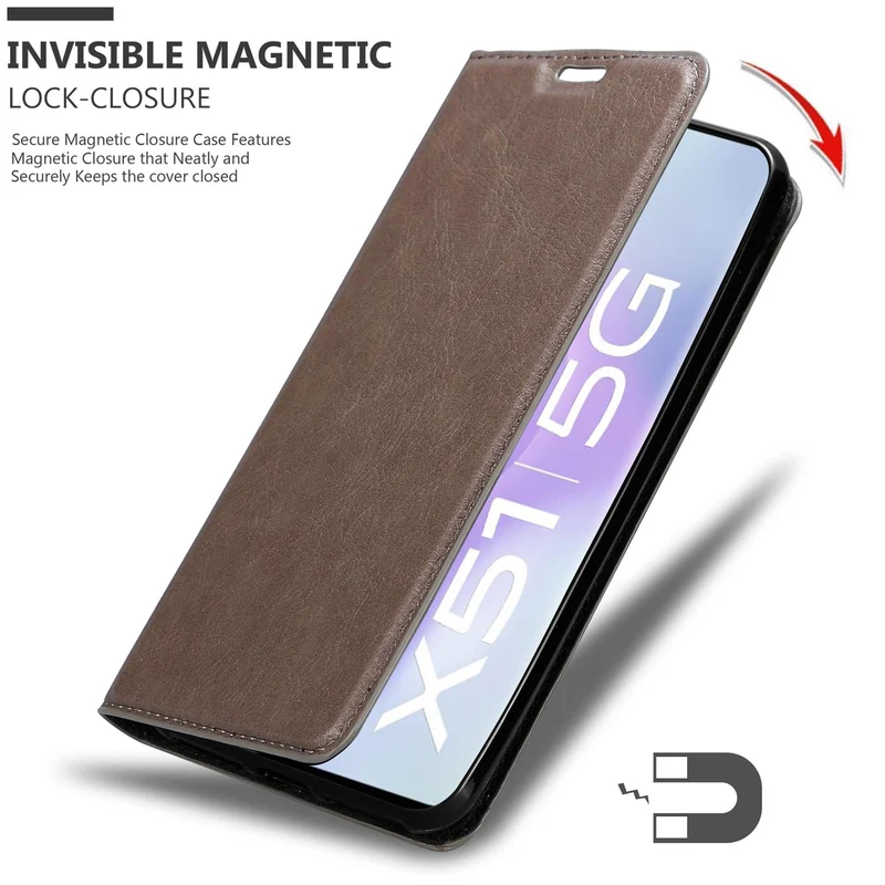 Cadorabo Hülle kompatibel mit Vivo X51 5G Schutzhülle mit Magnetverschluss, Standfunktion und Kartenfach