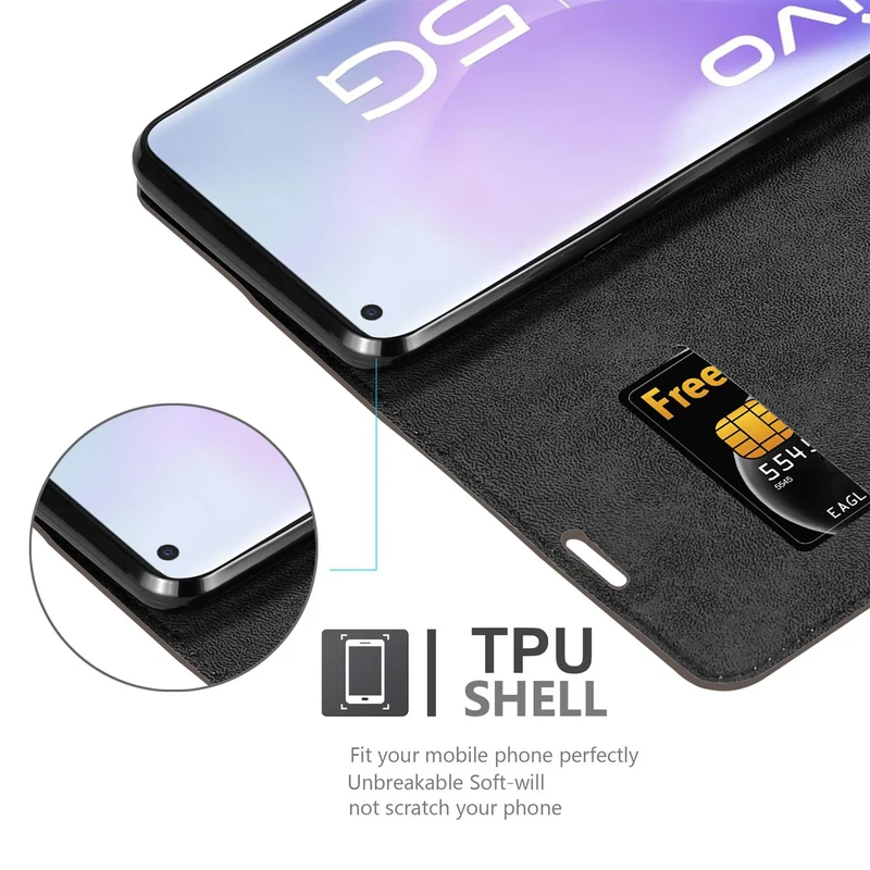 Cadorabo Hülle kompatibel mit Vivo X51 5G Schutzhülle mit Magnetverschluss, Standfunktion und Kartenfach