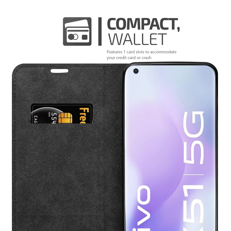 Cadorabo Hülle kompatibel mit Vivo X51 5G Schutzhülle mit Magnetverschluss, Standfunktion und Kartenfach