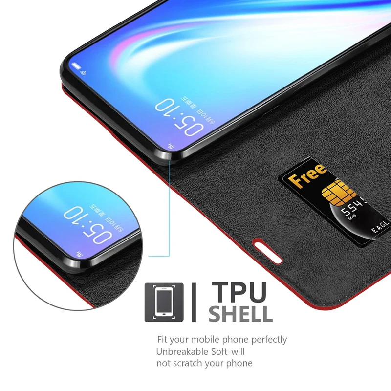 Cadorabo Hülle kompatibel mit Vivo S1 Schutzhülle mit Magnetverschluss, Standfunktion und Kartenfach