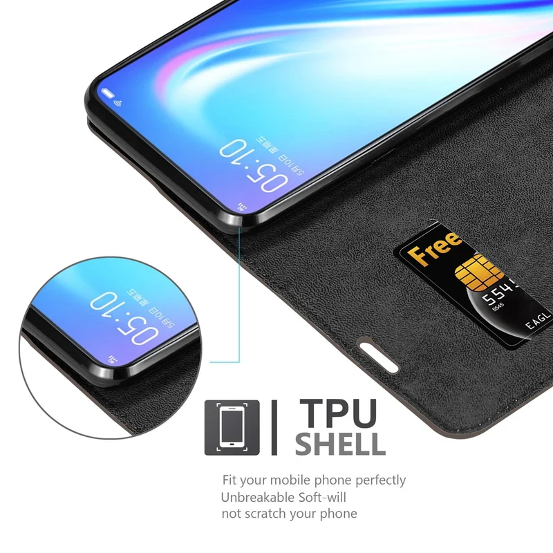 Cadorabo Hülle kompatibel mit Vivo S1 Schutzhülle mit Magnetverschluss, Standfunktion und Kartenfach