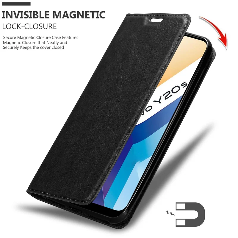 Cadorabo Hülle kompatibel mit Vivo Y20s Schutzhülle mit Magnetverschluss, Standfunktion und Kartenfach
