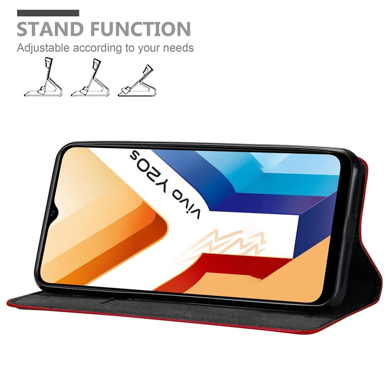 Cadorabo Hülle kompatibel mit Vivo Y20s Schutzhülle mit Magnetverschluss, Standfunktion und Kartenfach