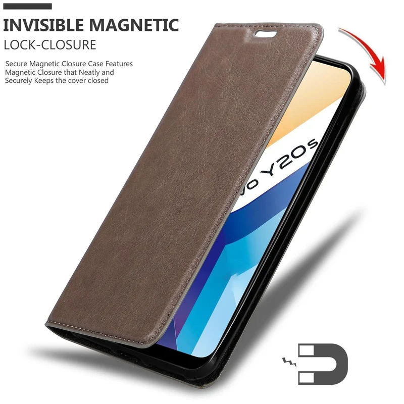 Cadorabo Hülle kompatibel mit Vivo Y20s Schutzhülle mit Magnetverschluss, Standfunktion und Kartenfach