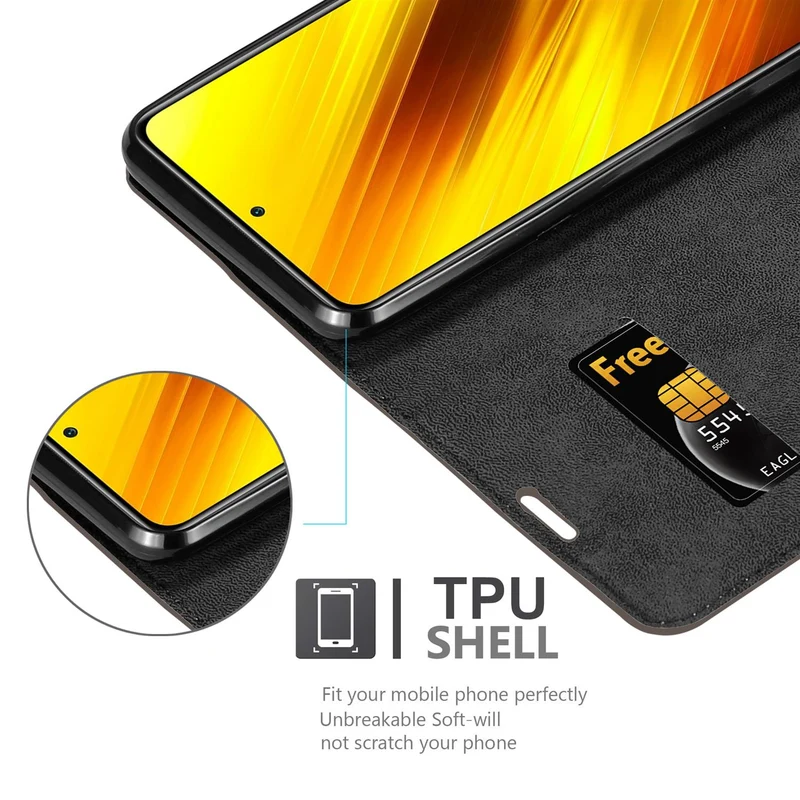 Cadorabo Hülle kompatibel mit Xiaomi POCO X3 NFC Schutzhülle mit Magnetverschluss, Standfunktion und Kartenfach