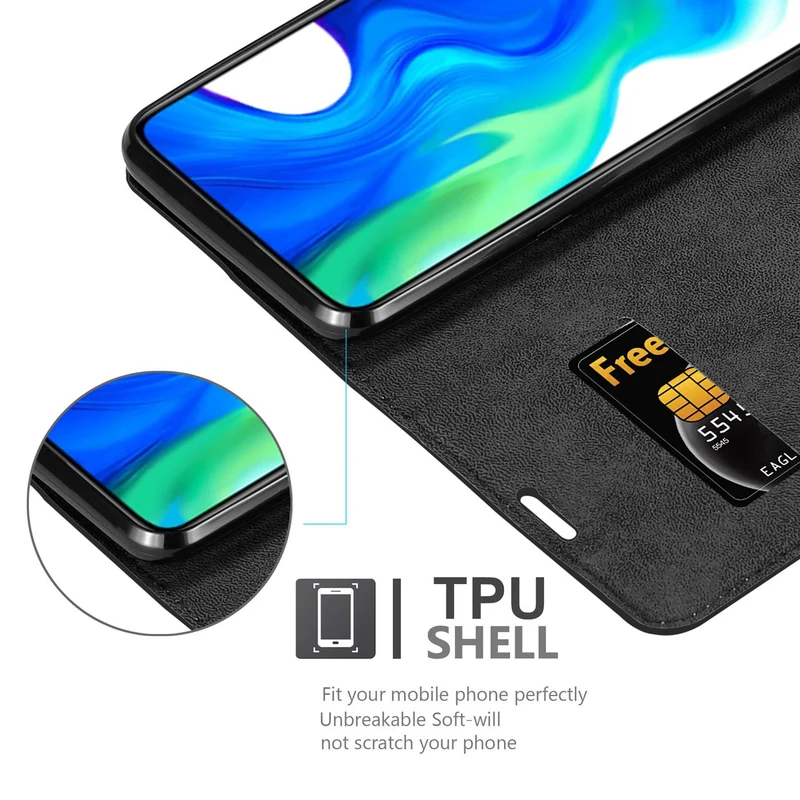Cadorabo Hülle kompatibel mit Xiaomi POCO F2 PRO Schutzhülle mit Magnetverschluss, Standfunktion und Kartenfach