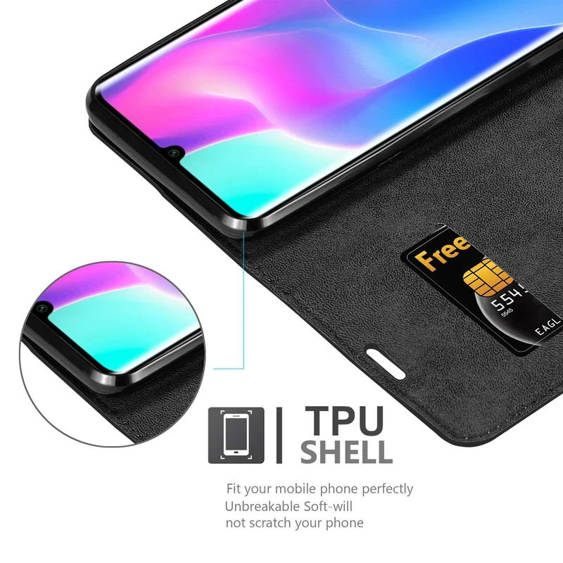 Cadorabo Hülle kompatibel mit Xiaomi Mi NOTE 10 LITE Schutzhülle mit Magnetverschluss, Standfunktion und Kartenfach