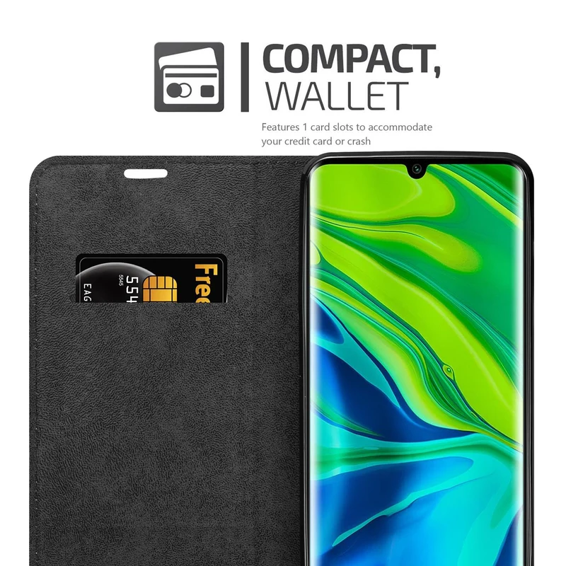 Cadorabo Hülle kompatibel mit Xiaomi Mi NOTE 10 Schutzhülle mit Magnetverschluss, Standfunktion und Kartenfach