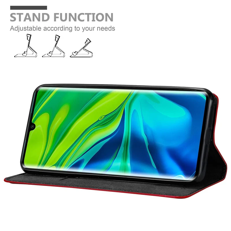 Cadorabo Hülle kompatibel mit Xiaomi Mi NOTE 10 Schutzhülle mit Magnetverschluss, Standfunktion und Kartenfach