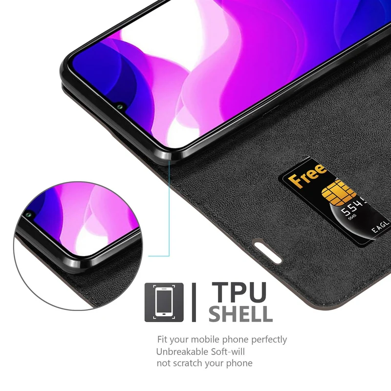 Cadorabo Hülle kompatibel mit Xiaomi Mi 10 LITE Schutzhülle mit Magnetverschluss, Standfunktion und Kartenfach