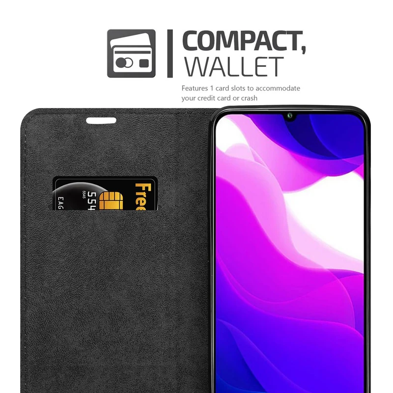Cadorabo Hülle kompatibel mit Xiaomi Mi 10 LITE Schutzhülle mit Magnetverschluss, Standfunktion und Kartenfach