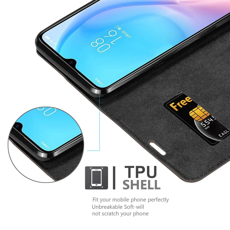 Cadorabo Hülle kompatibel mit Xiaomi Mi 9 LITE Schutzhülle mit Magnetverschluss, Standfunktion und Kartenfach