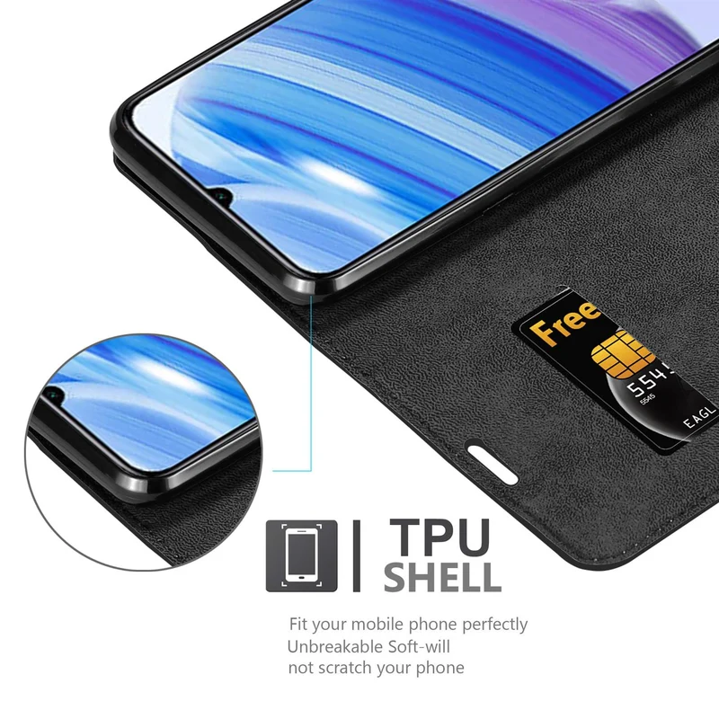 Cadorabo Hülle kompatibel mit Xiaomi RedMi 10X 5G / RedMi 10X PRO 5G Schutzhülle mit Magnetverschluss, Standfunktion und Kartenfach