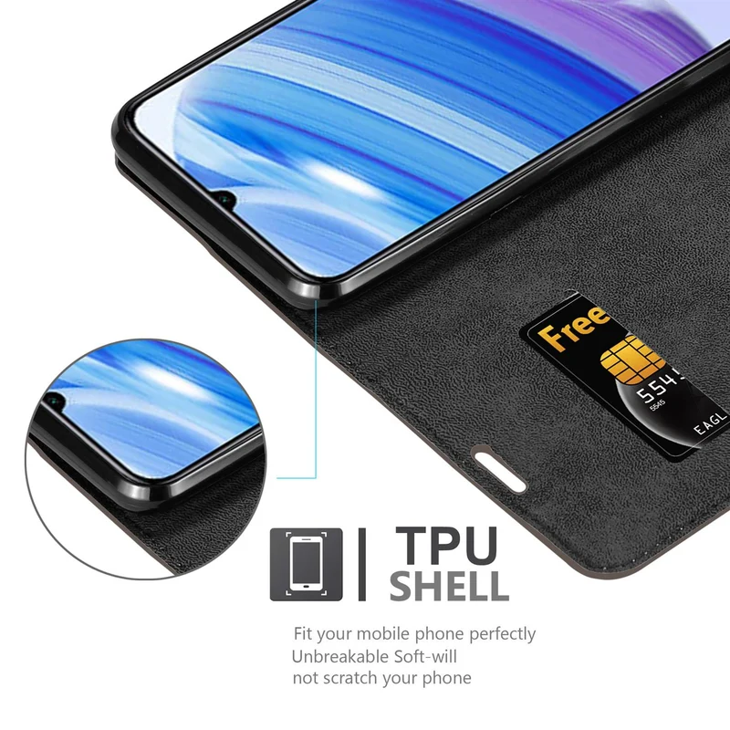 Cadorabo Hülle kompatibel mit Xiaomi RedMi 10X 5G / RedMi 10X PRO 5G Schutzhülle mit Magnetverschluss, Standfunktion und Kartenfach