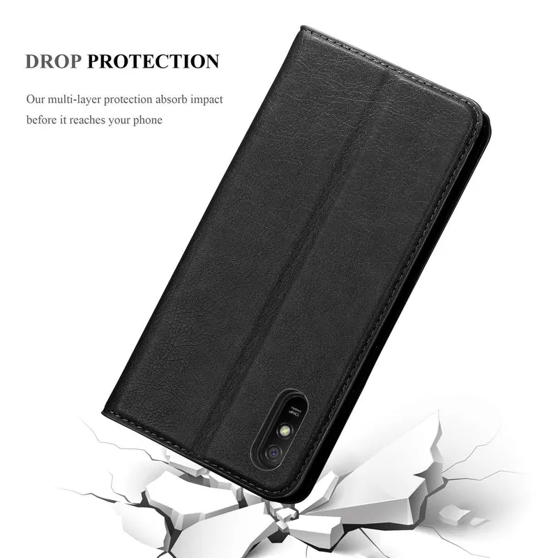 Cadorabo Hülle kompatibel mit Xiaomi RedMi 9A / RedMi 9AT Schutzhülle mit Magnetverschluss, Standfunktion und Kartenfach
