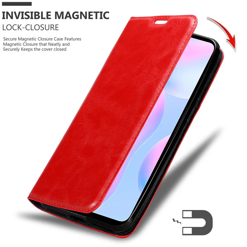 Cadorabo Hülle kompatibel mit Xiaomi RedMi 9A / RedMi 9AT Schutzhülle mit Magnetverschluss, Standfunktion und Kartenfach