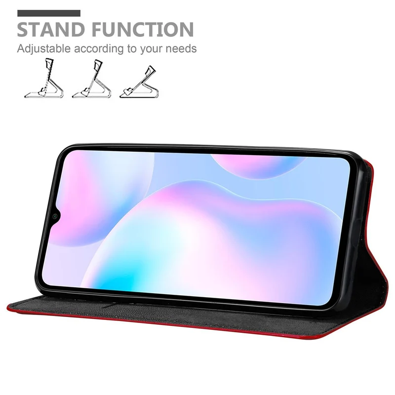 Cadorabo Hülle kompatibel mit Xiaomi RedMi 9A / RedMi 9AT Schutzhülle mit Magnetverschluss, Standfunktion und Kartenfach