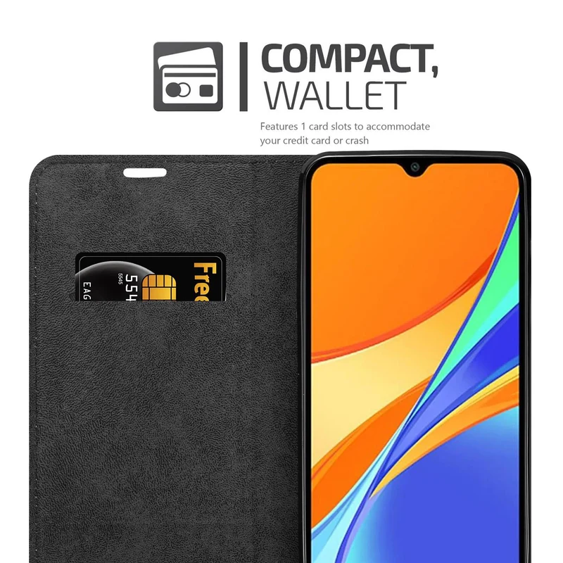 Cadorabo Hülle kompatibel mit Xiaomi RedMi 9C Schutzhülle mit Magnetverschluss, Standfunktion und Kartenfach