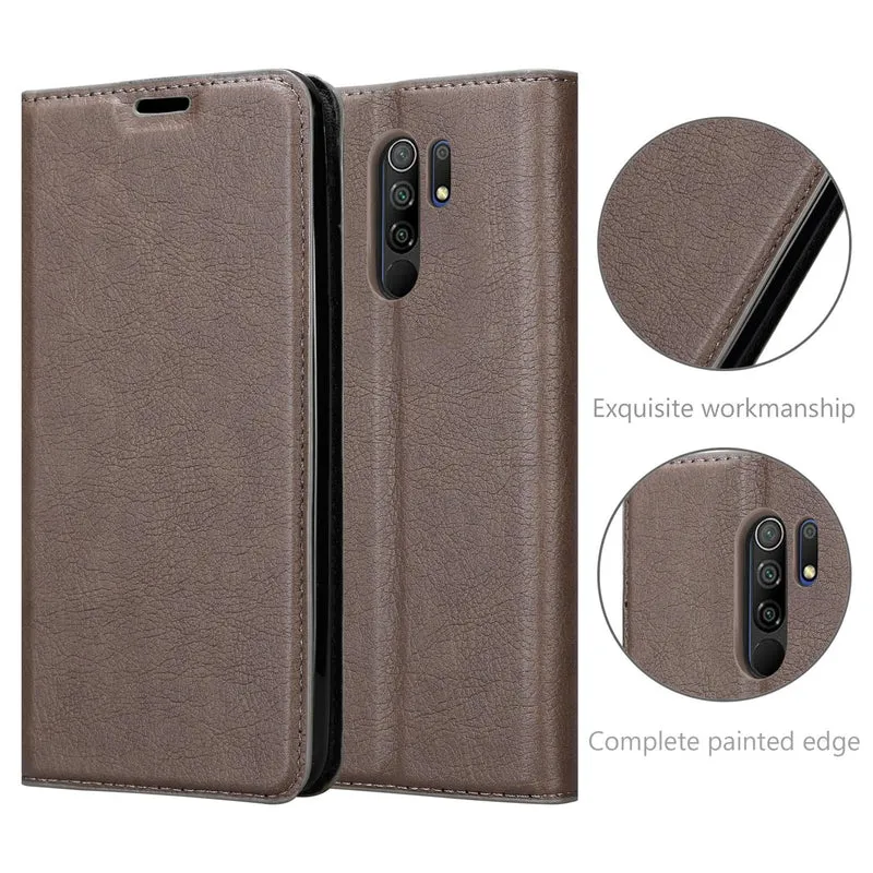 Cadorabo Hülle kompatibel mit Xiaomi RedMi 9 Schutzhülle mit Magnetverschluss, Standfunktion und Kartenfach