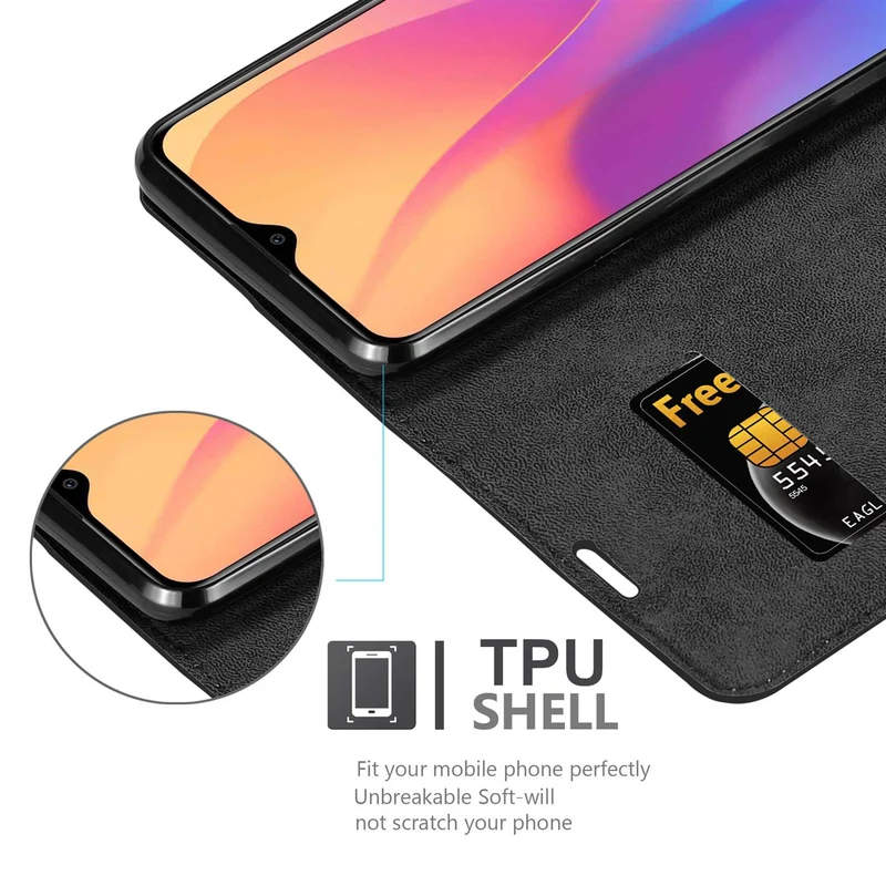 Cadorabo Hülle kompatibel mit Xiaomi RedMi 8A Schutzhülle mit Magnetverschluss, Standfunktion und Kartenfach