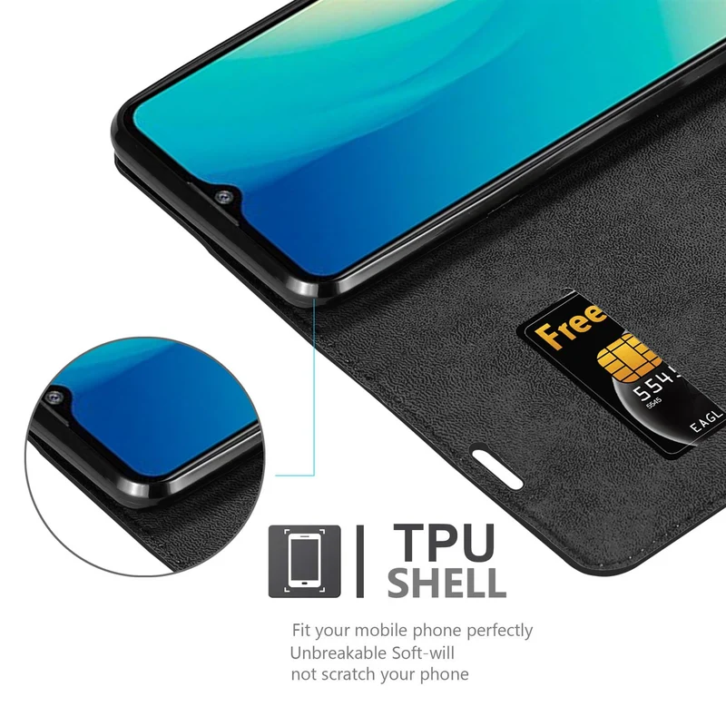 Cadorabo Hülle kompatibel mit ZTE Blade A7 2020 Schutzhülle mit Magnetverschluss, Standfunktion und Kartenfach