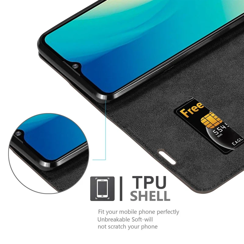 Cadorabo Hülle kompatibel mit ZTE Blade A7 2020 Schutzhülle mit Magnetverschluss, Standfunktion und Kartenfach