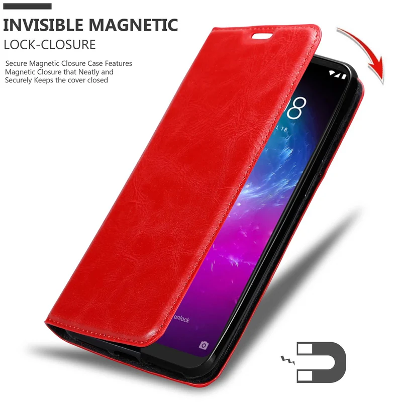 Cadorabo Hülle kompatibel mit ZTE Blade A7 2019 Schutzhülle mit Magnetverschluss, Standfunktion und Kartenfach