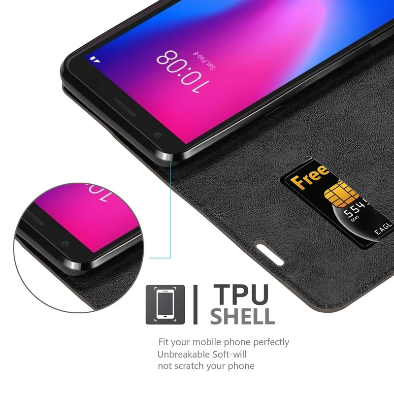 Cadorabo Hülle kompatibel mit ZTE Blade A3 2020 Schutzhülle mit Magnetverschluss, Standfunktion und Kartenfach