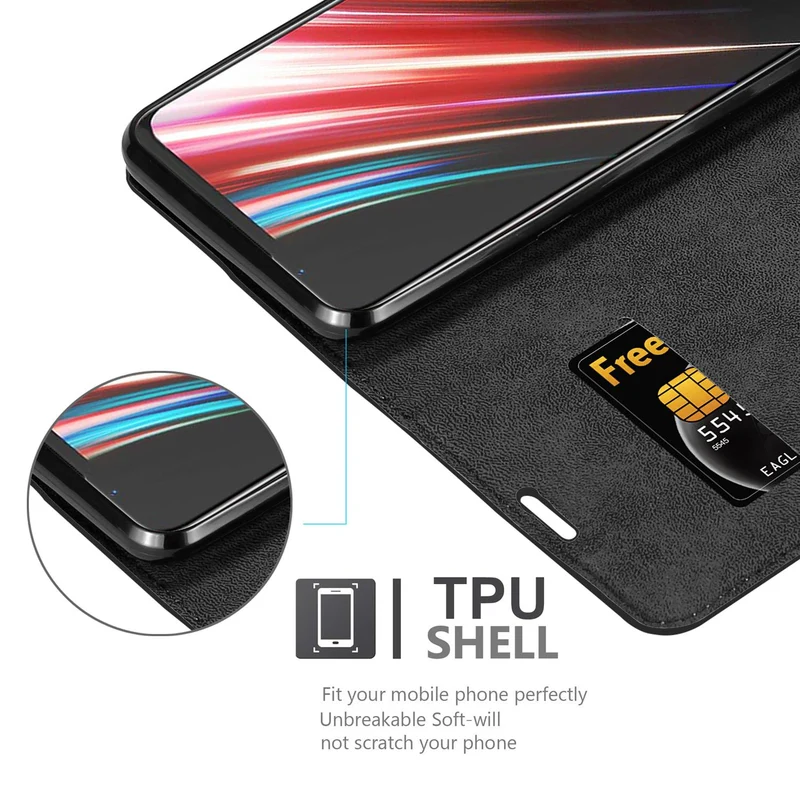 Cadorabo Hülle kompatibel mit ZTE Nubia Red Magic 5S Schutzhülle mit Magnetverschluss, Standfunktion und Kartenfach