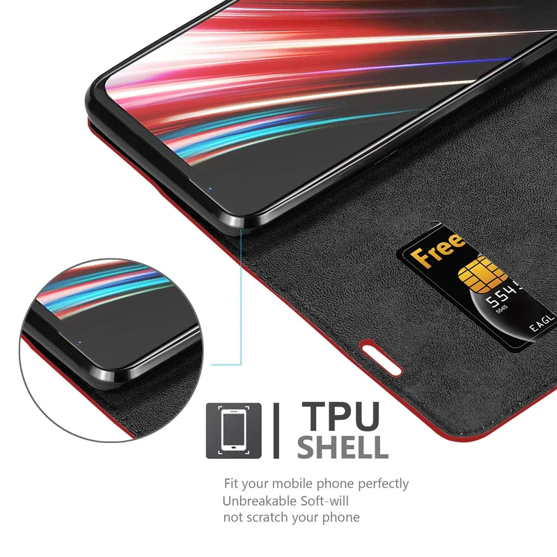 Cadorabo Hülle kompatibel mit ZTE Nubia Red Magic 5S Schutzhülle mit Magnetverschluss, Standfunktion und Kartenfach