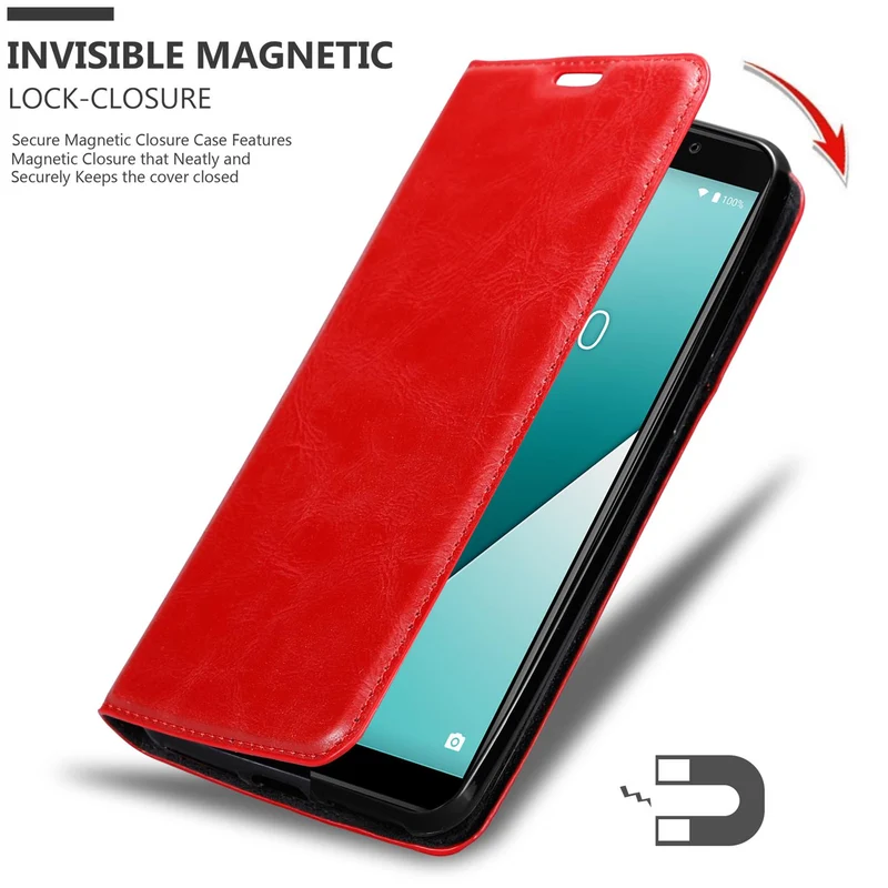 Cadorabo Hülle kompatibel mit WIKO Y61 Schutzhülle mit Magnetverschluss, Standfunktion und Kartenfach